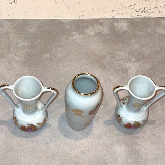 Limoges Collection of 3 Vintage Miniature F & M Bud Vases Made in France EUC - Picture 6 of 11